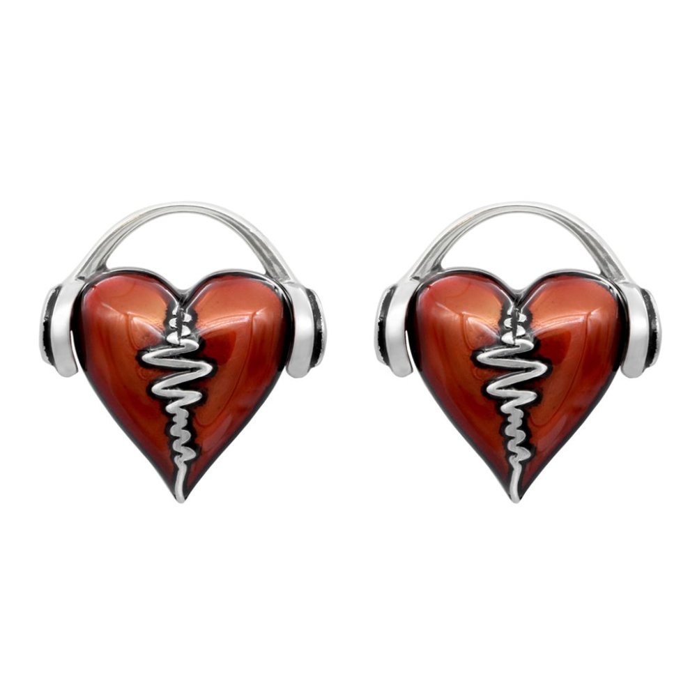 Heartbeat Headphone DJ Music Lover Earrings NWT